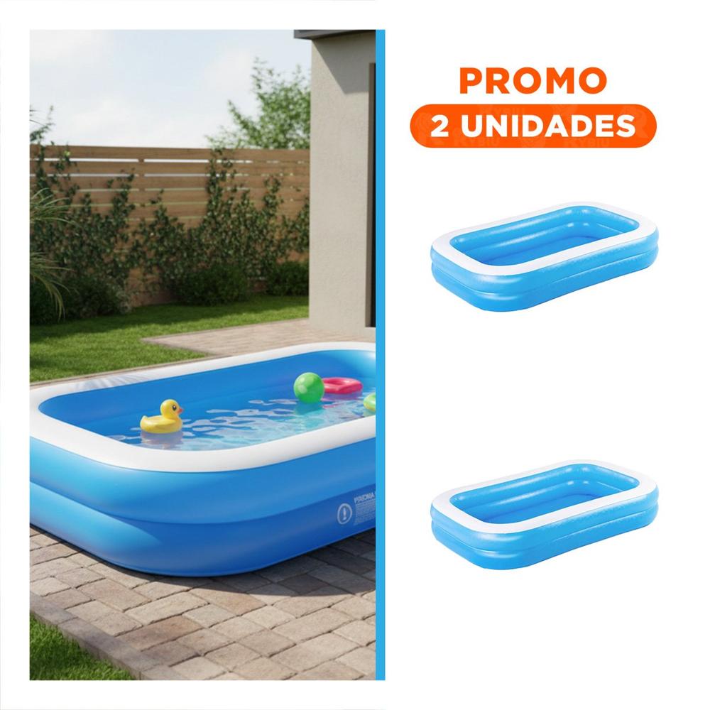 Pack2 Centro Acuatico Rectangular 203x152x48cm para Fomentar el Juego con Agua Y+Regalo Sticker