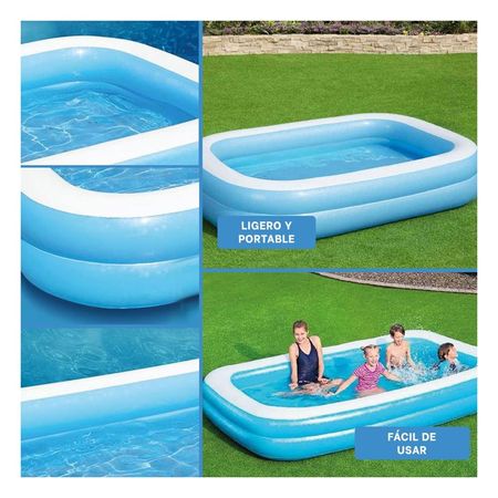 Piscina Rectangular 203x152x48cm con Dos Camaras de Aire para el Confort Y+Ligas Regalo