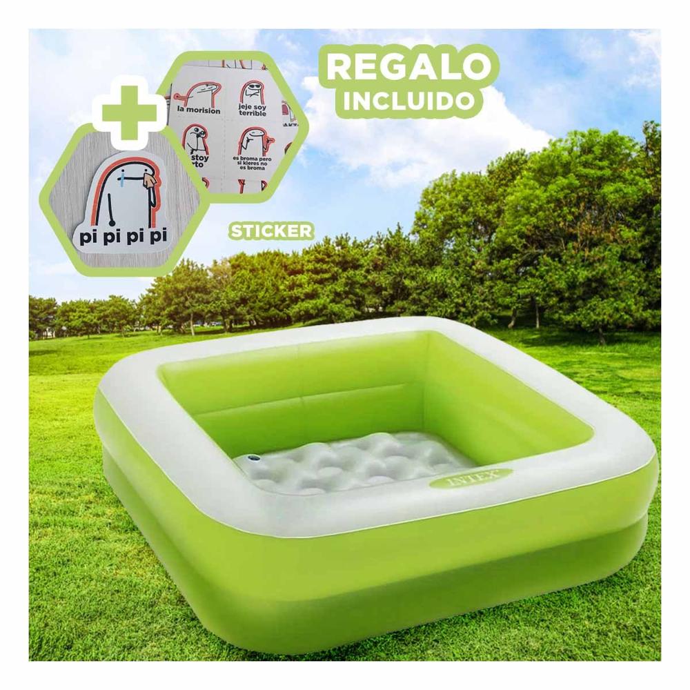 Alberca Cuadrada Acolchada 85x85x23cm Verde para Uso Familiar en Casa Y+Regalo Sticker