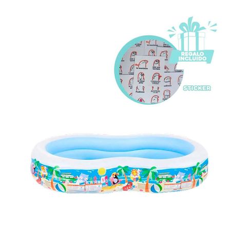 Pileta Inflable Familiar para Hogar y Jardin con Area Comoda para Verano Y+Regalo Sticker