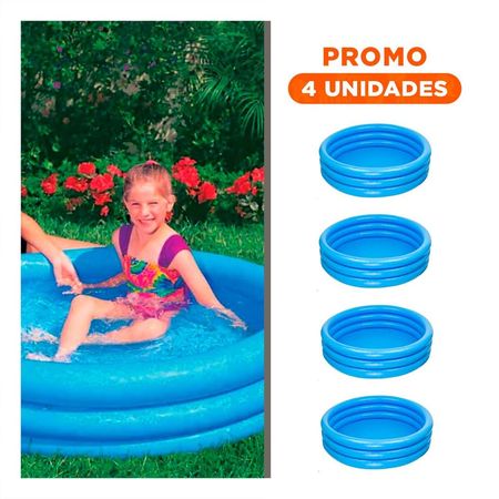 Pack4 Pileta Azul  Infantil 114 x 25 cm para Jardin y Patio Y+Regalo Sticker