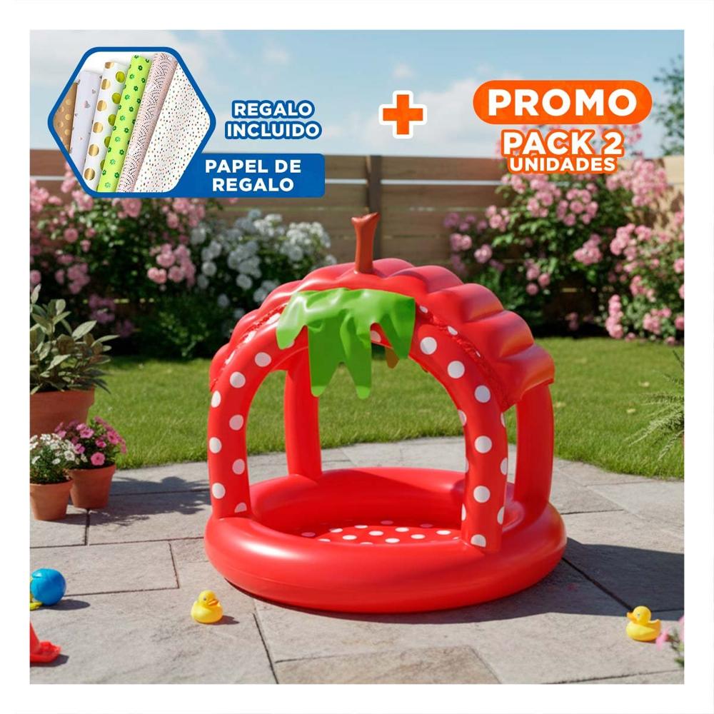 Pack2 Alberca Decorativa Fresita para Casa y Jardin con Estilo Fresco Verano Y+Papel Regalo