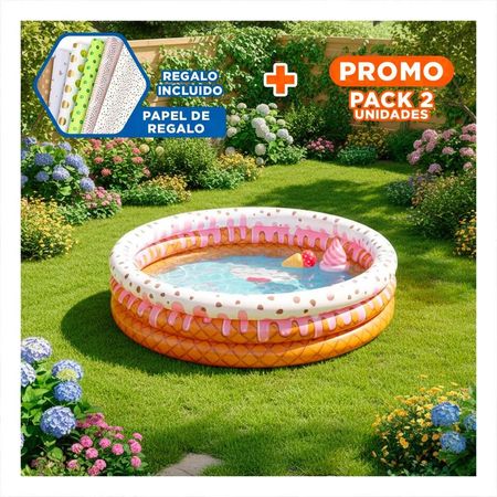 Pack2 Alberca Inflable con Diseno Helado para Patio y Uso Familiar en Hogar Y+Papel Regalo