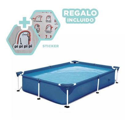 Piscina con Marco de Metal 221 x 150 x 43cm Amplia para Juegos de Agua Y+Regalo Sticker