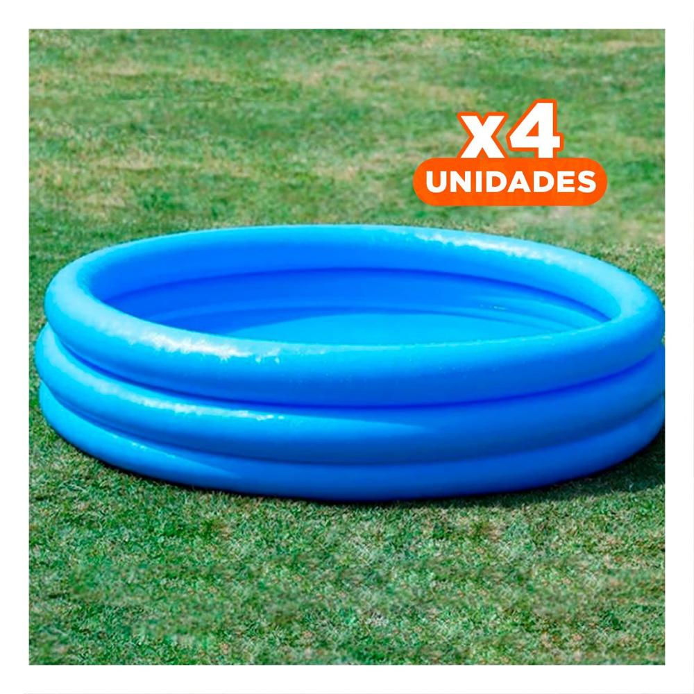 Pack4 Alberca Azul  Infantil 114 x 25 cm para Verano en Jardin y Hogar