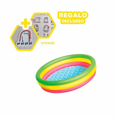 Alberca Redonda Infantil Arcoiris 1.02 x 25 cm para Diversion Diaria en Casa Y+Regalo Sticker