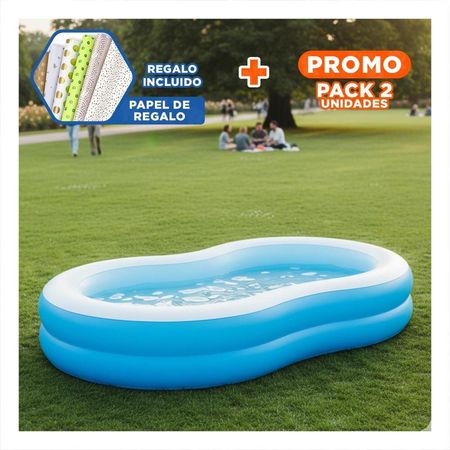Pack2 Area de Agua Familiar Inflable para Hogar y Jardin con Diseno Amplio Y+Papel Regalo