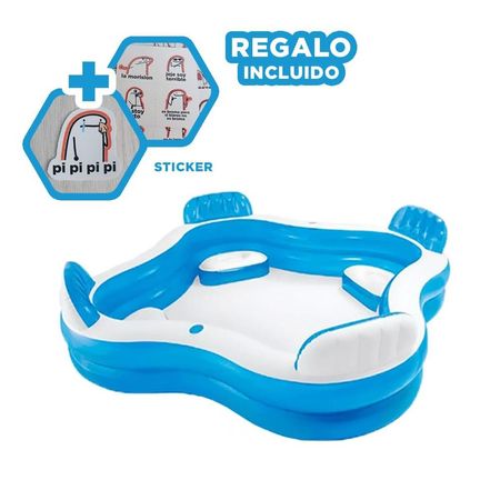 Piscina con Asientos 229 x 299 x 66 cm Espaciosa para Descanso y Diversion Y+Regalo Sticker