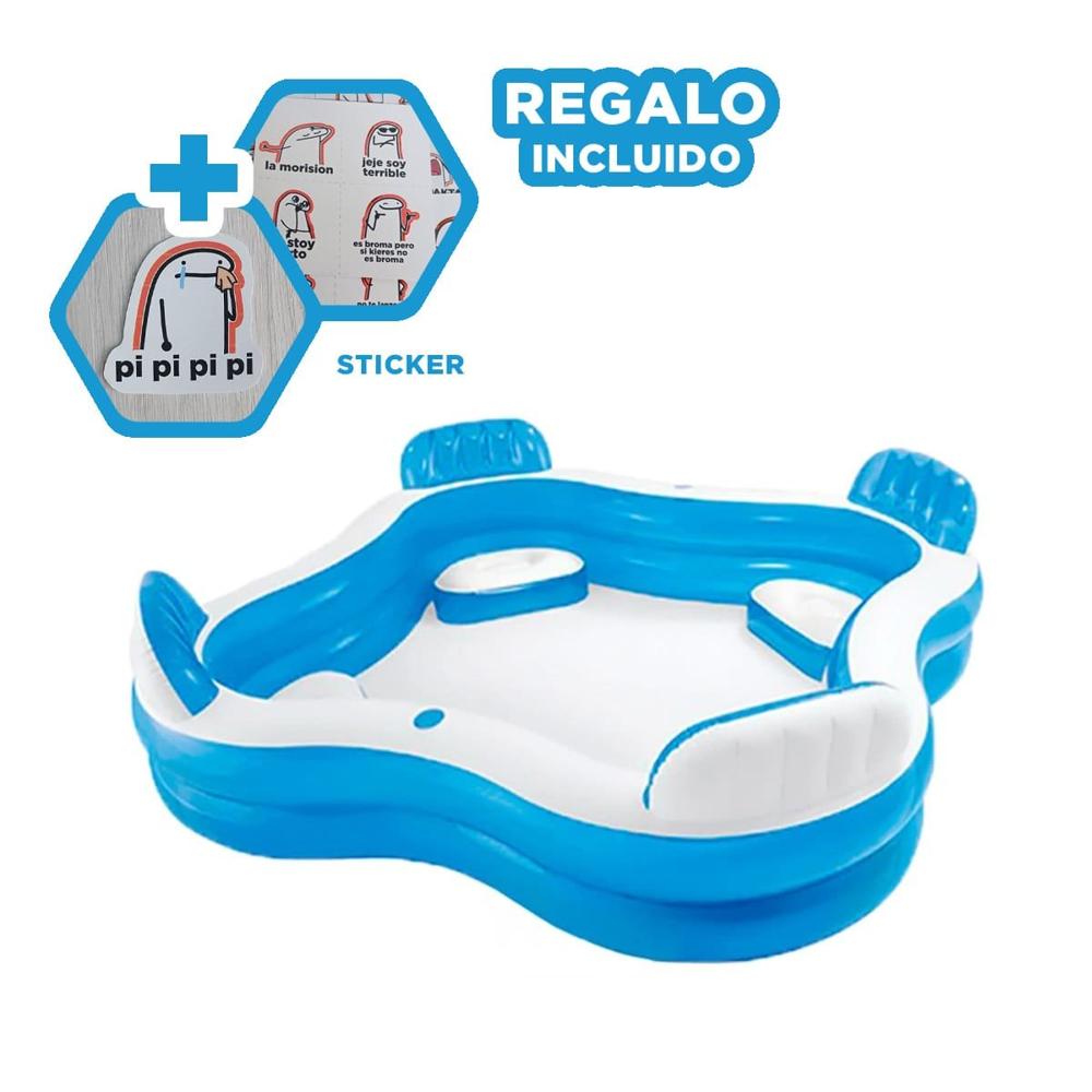 Piscina con Asientos 229 x 299 x 66 cm Espaciosa para Descanso y Diversion Y+Regalo Sticker