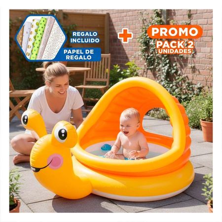Pack2 Alberca Caracol 145 x 102 x 74 cm Amplia para Juegos de Agua en Verano Y+Papel Regalo