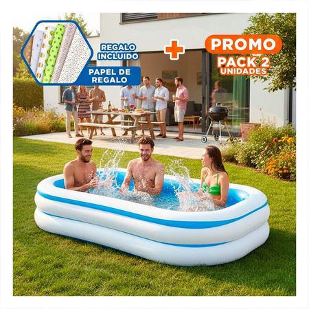 Pack2 Alberca Inflable para Patio y Hogar con Diseno Amplio Comodo y Resistente Y+Papel Regalo