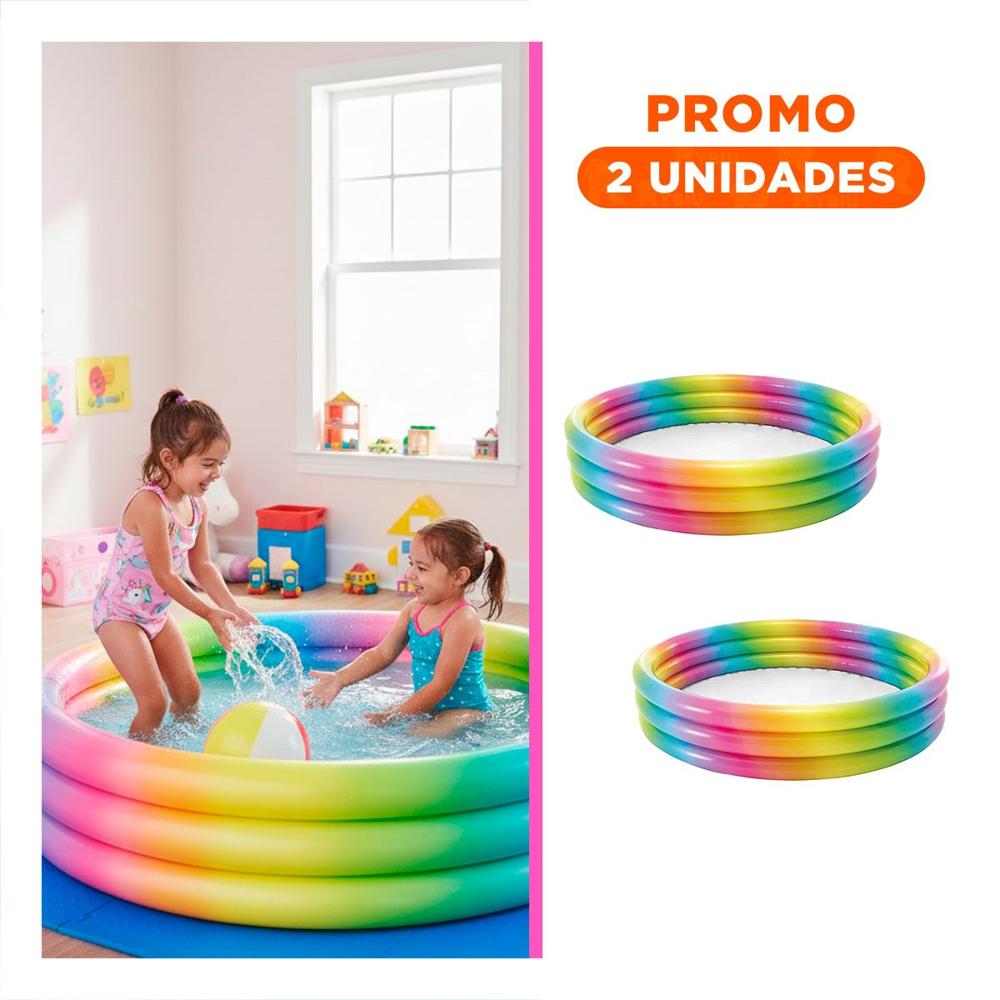 Pack2 Inflable de Colores 168 x 38 cm para Uso Familiar en Patio y Jardines