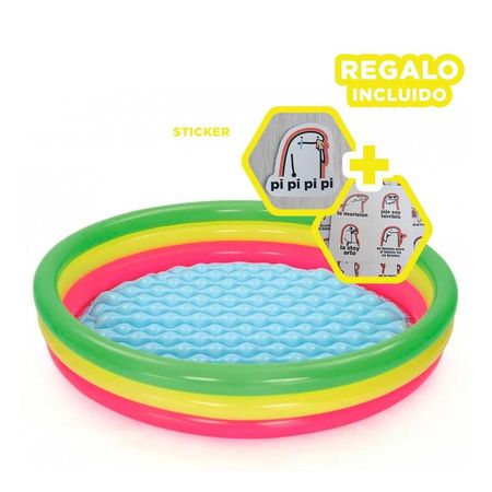 Alberca Redonda Infantil Arcoiris 1.52 x 30 cm para Diversion Diaria en Casa Y+Regalo Sticker