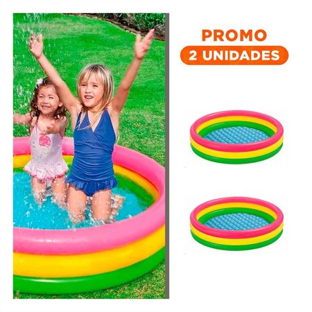 Pack2 Chapoteadero Arcoiris Inflable Infantil 114 x 25 cm para Ninos y Juegos de Agua
