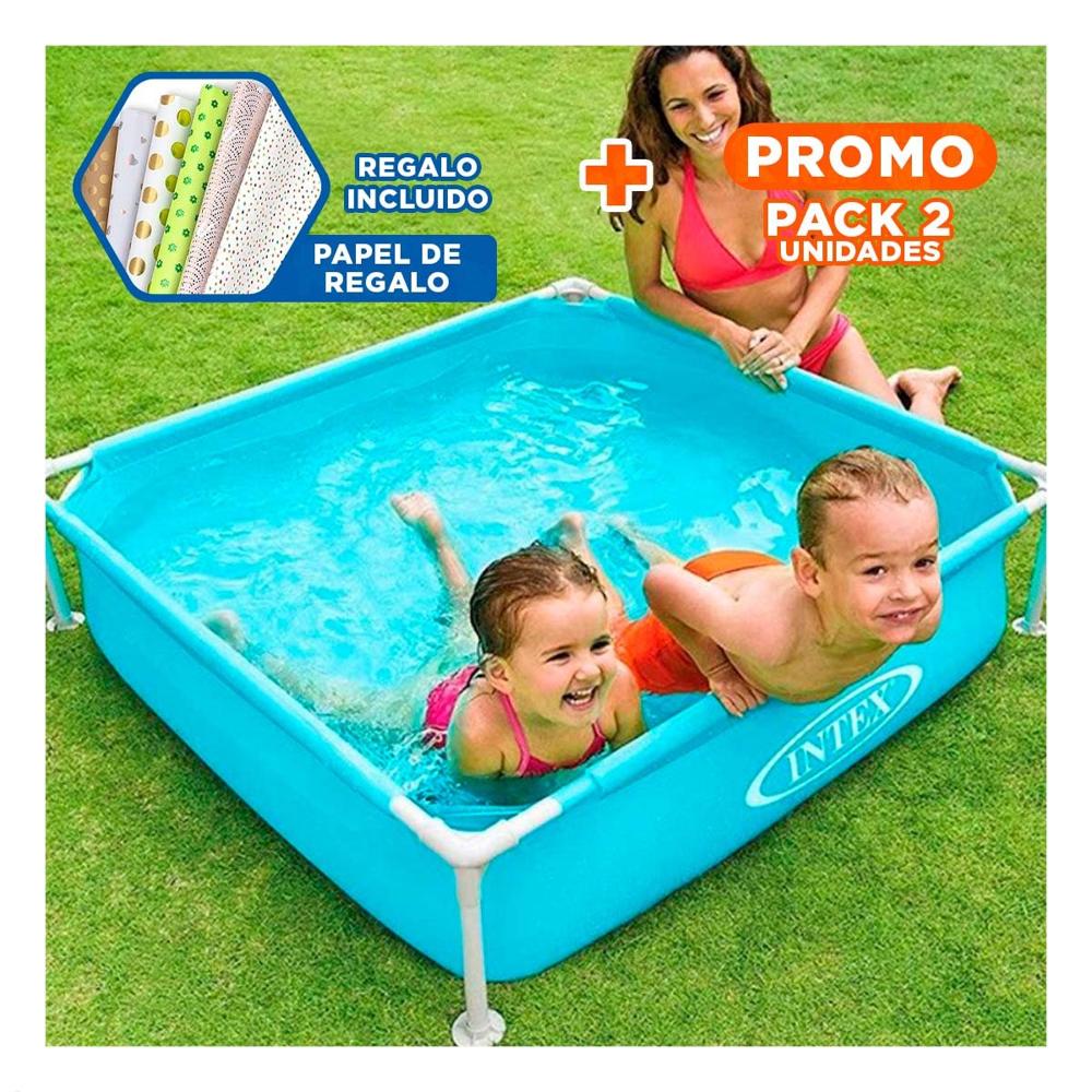 Pack2 Zona de Agua Desmontable Infantil 1,22 x 1,22 x 30 cm para Patio Familiar Y+Papel Regalo