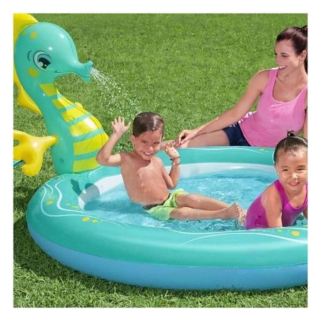 Banera Inflable Caballito de Mar para Hogar Exterior con Estilo Marino Amplio Y+Ligas Regalo