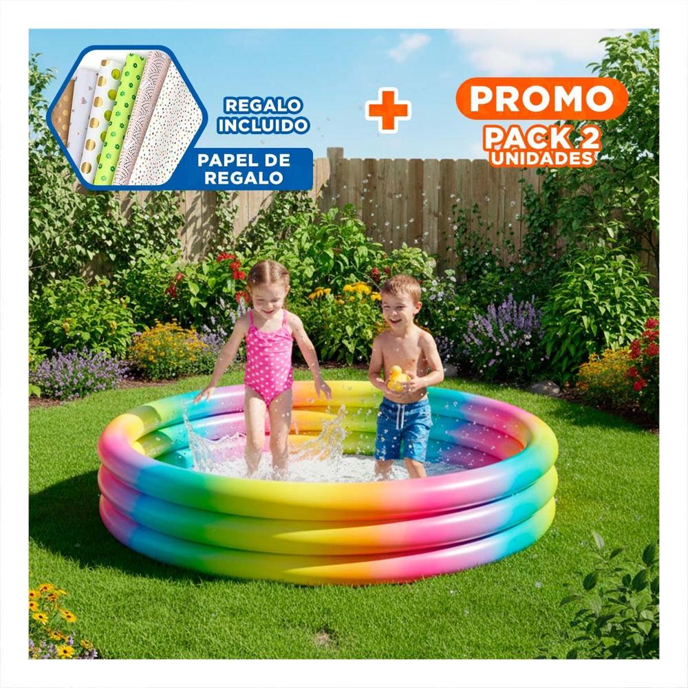 Pack2 Espacio Acuatico de Colores 147 x 33 cm Inflable para Patio en Casa Y+Papel Regalo