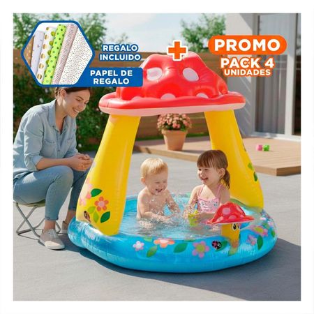 Pack4 Recinto Honguito Inflable para Jardin Hogar y Diversion al Aire Libre Y+Papel Regalo