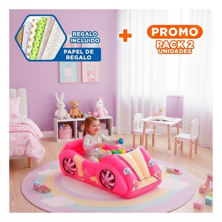 Pack2 Zona Infantil de Bolas 119x79x51 cm Hinchable Coche de Carrera Hogar Y+Papel Regalo