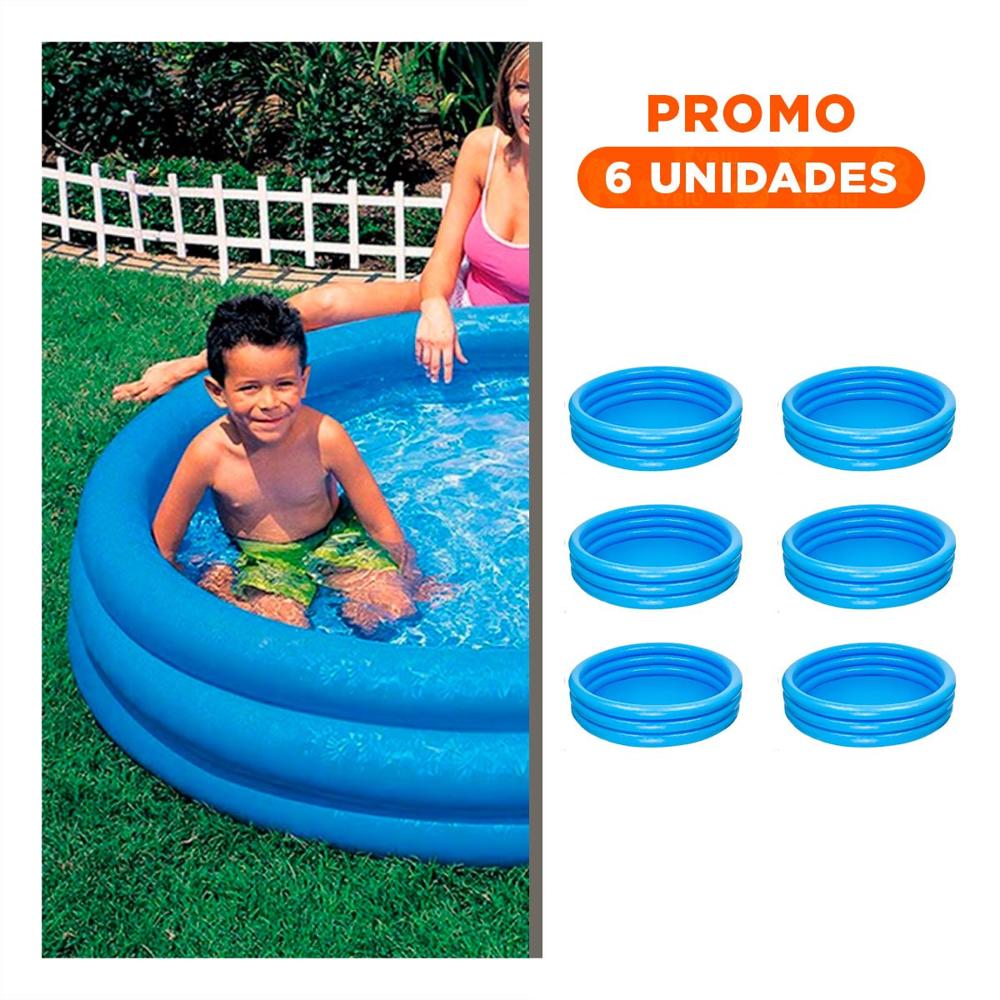Pack6 Pileta Azul  147 x 33 cm para Diversion Familiar en Verano en Hogar