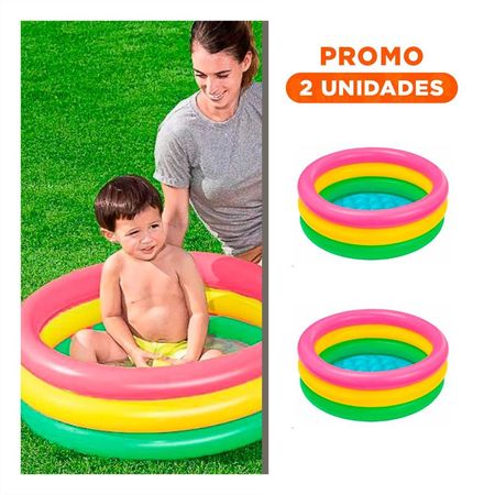 Pack2 Piscina Redonda Arcoiris 61 x 22 cm con Colores Vivos