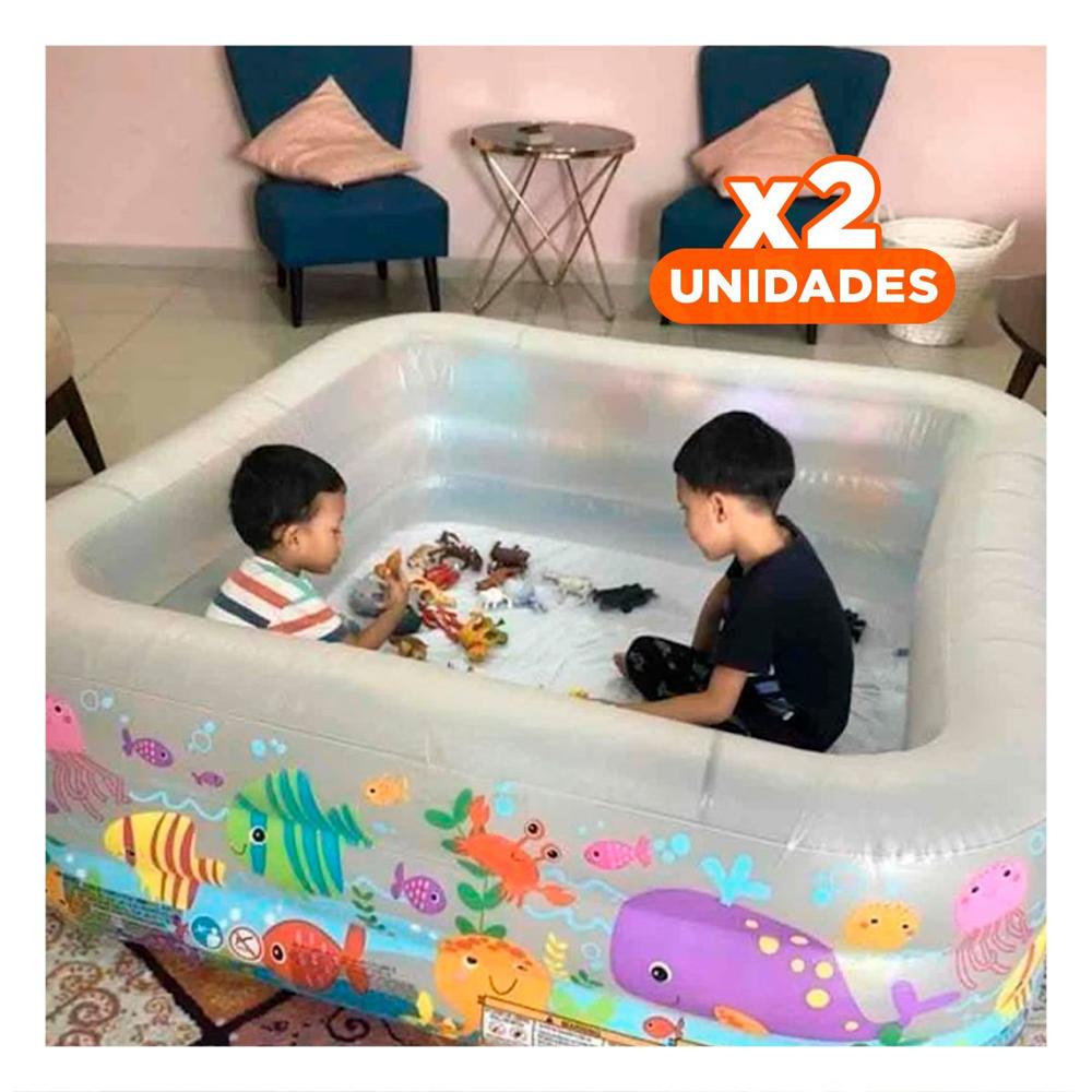 Pack2 Piscina Infantil 159 x 159 x 50 cm para Jardin con Diseno Practico Y+Regalo Sticker