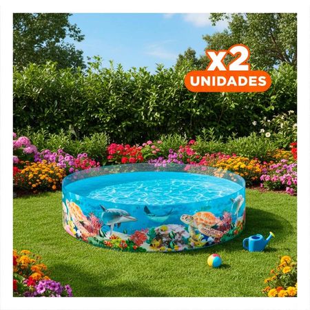 Pack2 Piscina de Jardin Inflable con Forma Delfin para Uso Familiar en Hogar Y+Regalo Sticker
