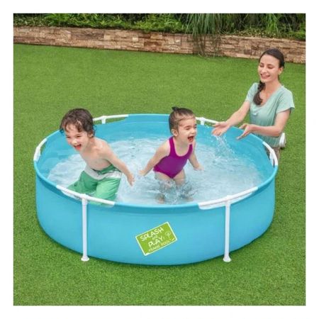 Piscina Infantil 152x38 cm con Marco Resistente para Primeros Juegos Acuaticos en Casa