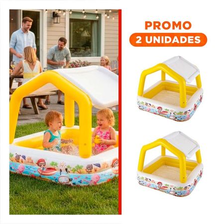 Pack2 Zona Acuatica Inflable con Toldo Desmontable para Jardin Hogar y Uso Diario