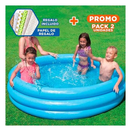 Pack2 Alberca Azul  147 x 33 cm para Diversion Familiar en Verano Y+Papel Regalo