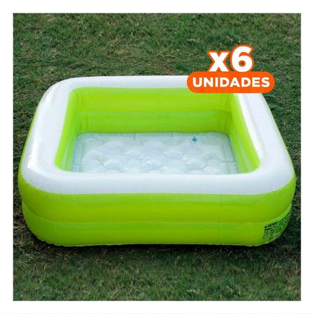 Pack6 Pileta Inflable Acolchada 85x85x23cm Verde para Juegos en Casa Y+Regalo Sticker