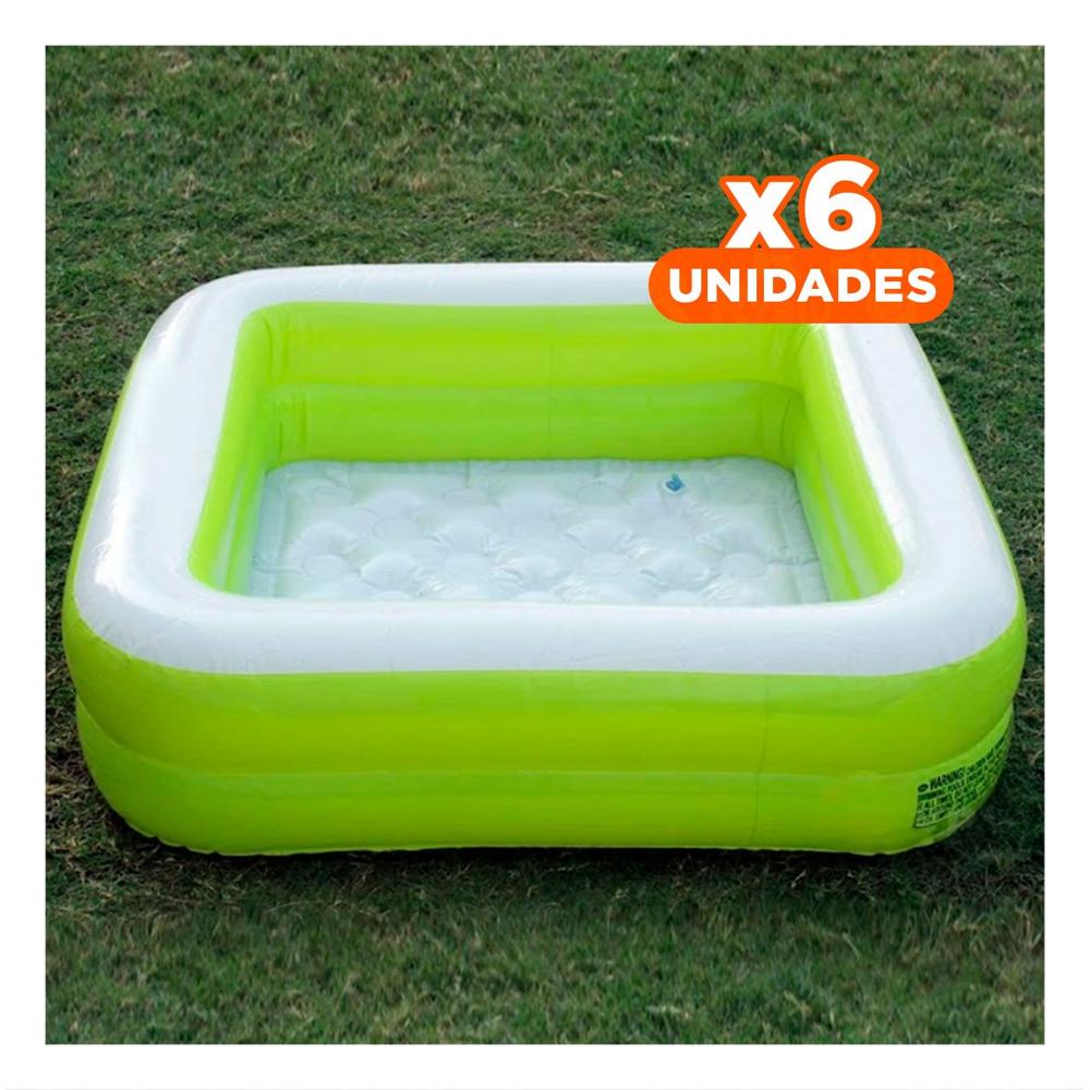 Pack6 Pileta Inflable Acolchada 85x85x23cm Verde para Juegos en Casa Y+Regalo Sticker
