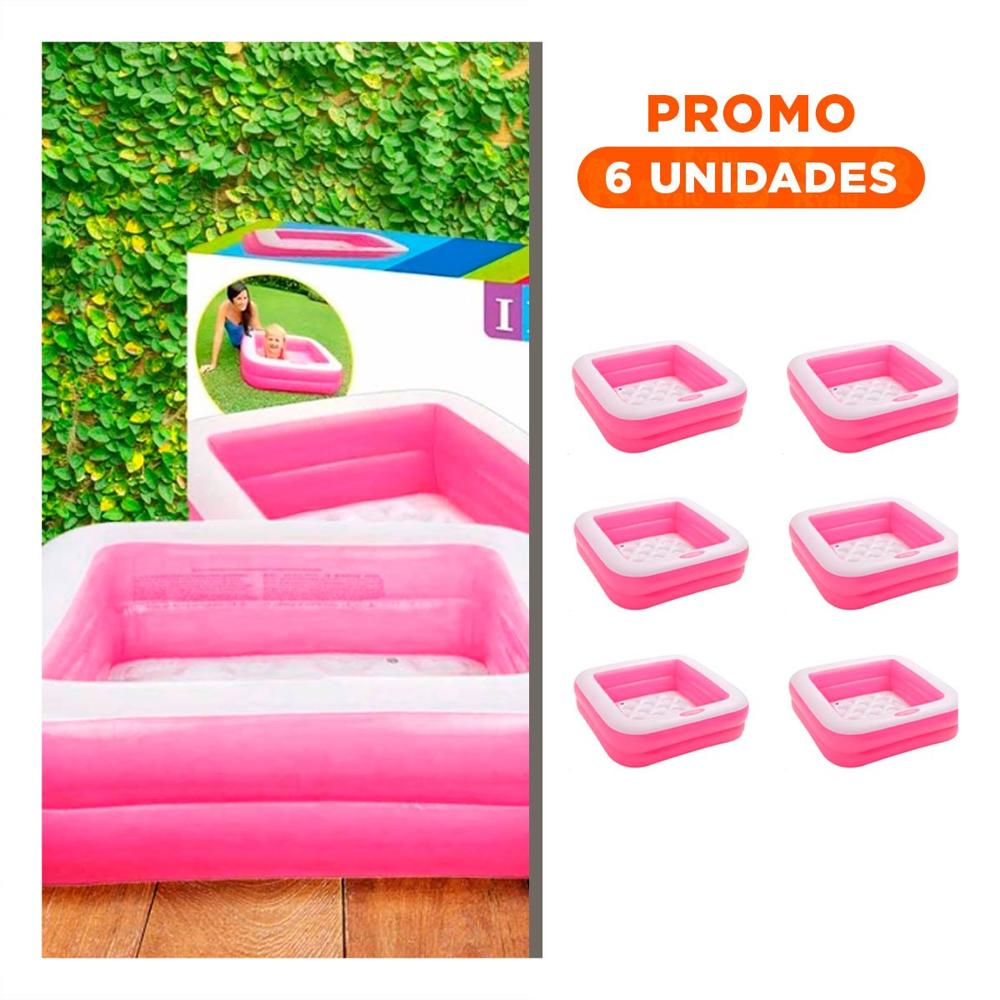 Pack6 Alberca Compacta Acolchada 85x85x23cm Rosadodo para Hogar