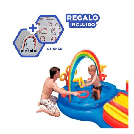 Area de Juego Arcoiris Inflable para Ninos con Estructura Amplia y Colorida Y+Regalo Sticker