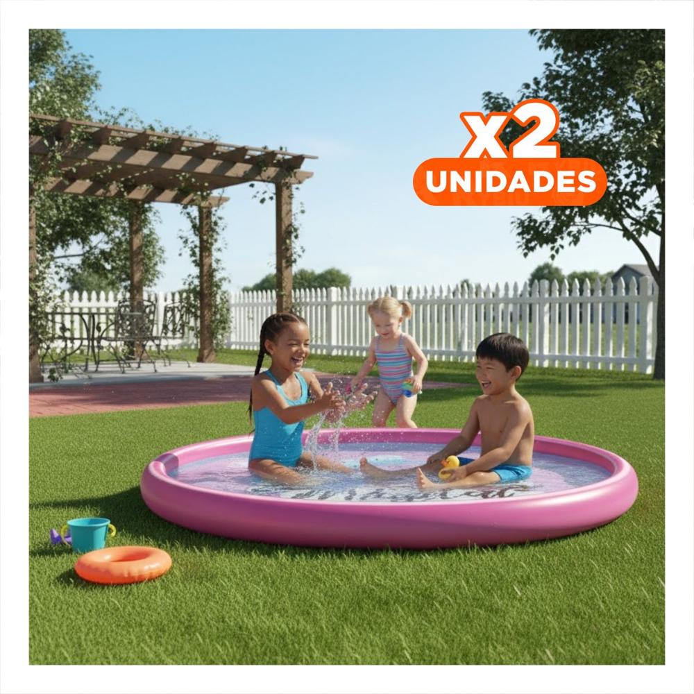 Pack2 Centro Acuatico Recreativo para Ninos 170x170 cm Color Rosado Y+Papel Regalo