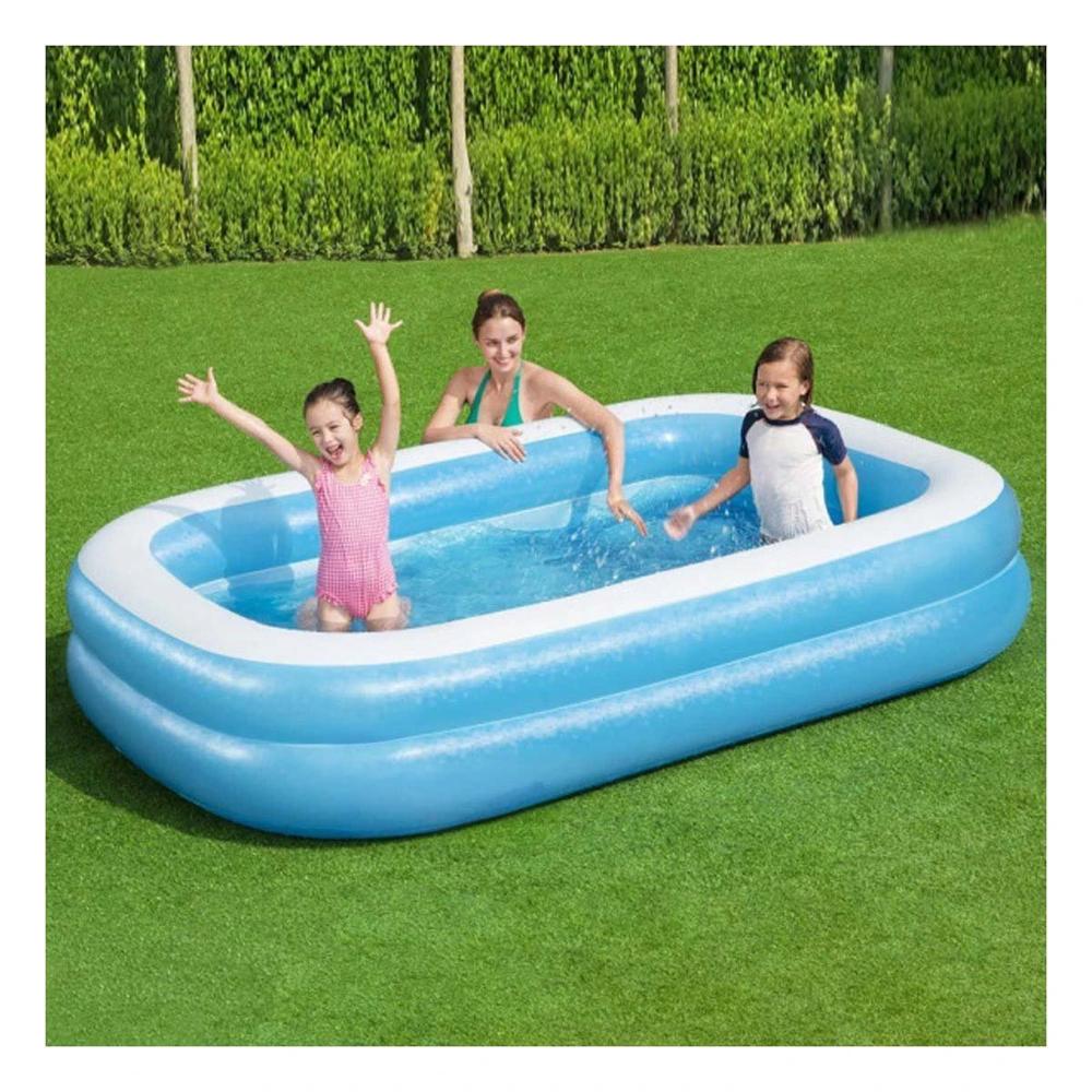 Piscina Rectangular 203x152x48cm con Paredes Laterales Anchas para Verano Fresco Y+Papel Regalo