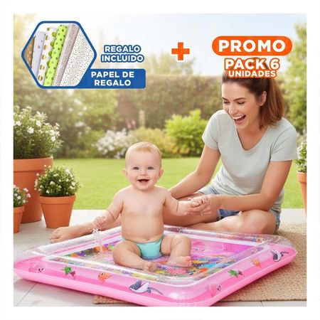 Pack6 Centro Inflable con Agua para Bebes Rosado Uso Seguro en el Hogar Y+Papel Regalo