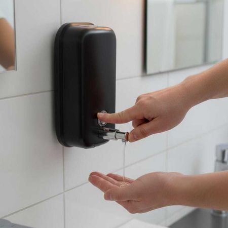 DISPENSADOR DE JABON 1 LITRO ACERO INOX NEGRO MATE