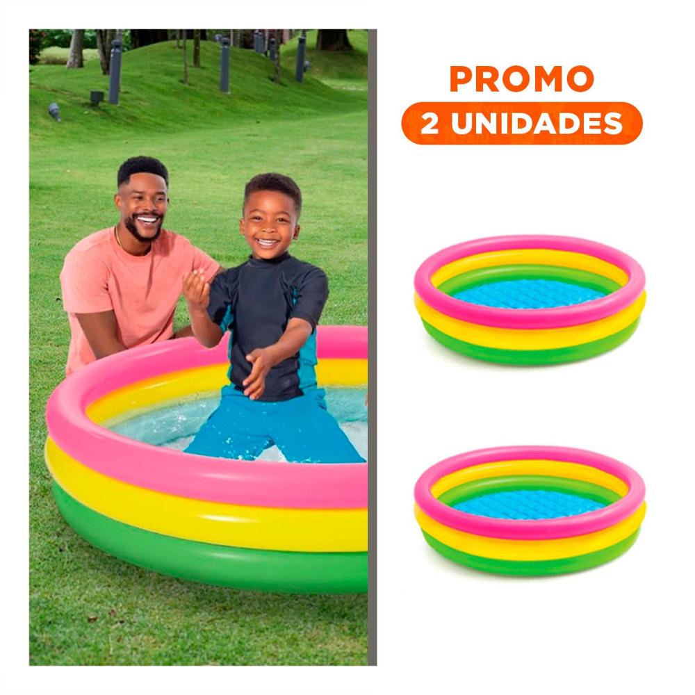 Pack2 Centro de Juegos Arcoiris Inflable Infantil 147 x 33 cm para Patio