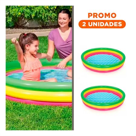 Pack2 Centro de Juegos Acuaticos Infantil Arcoiris 1.52 x 30 cm para Uso Familiar
