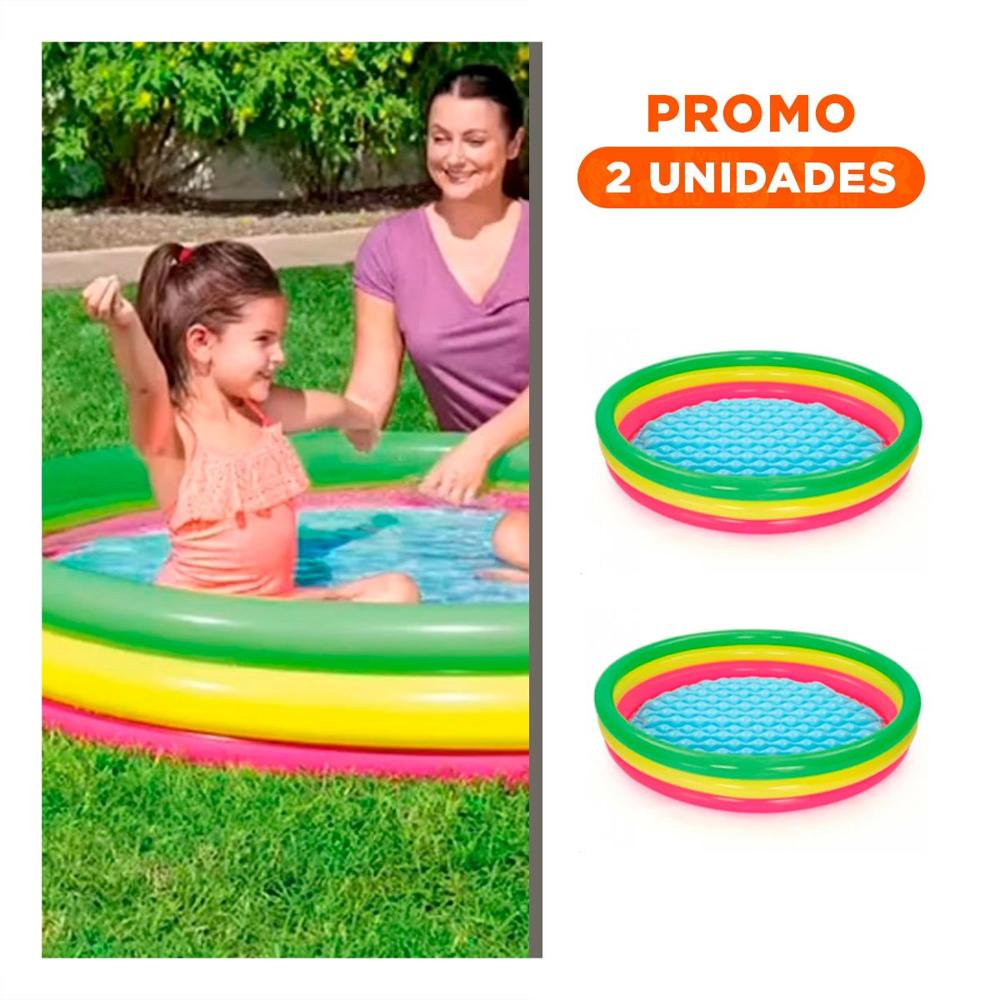 Pack2 Centro de Juegos Acuaticos Infantil Arcoiris 1.52 x 30 cm para Uso Familiar