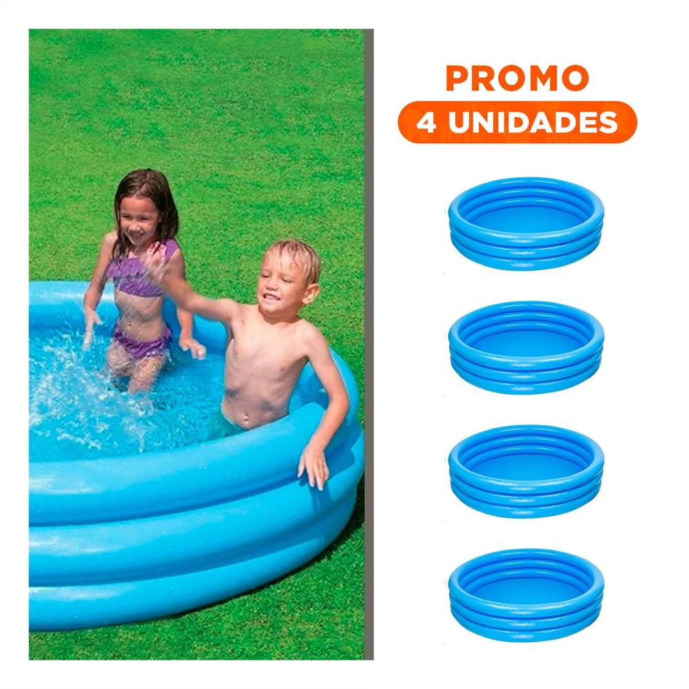 Pack4 Pileta Azul  147 x 33 cm para Juegos de Agua en Casa y Patio Y+Regalo Sticker