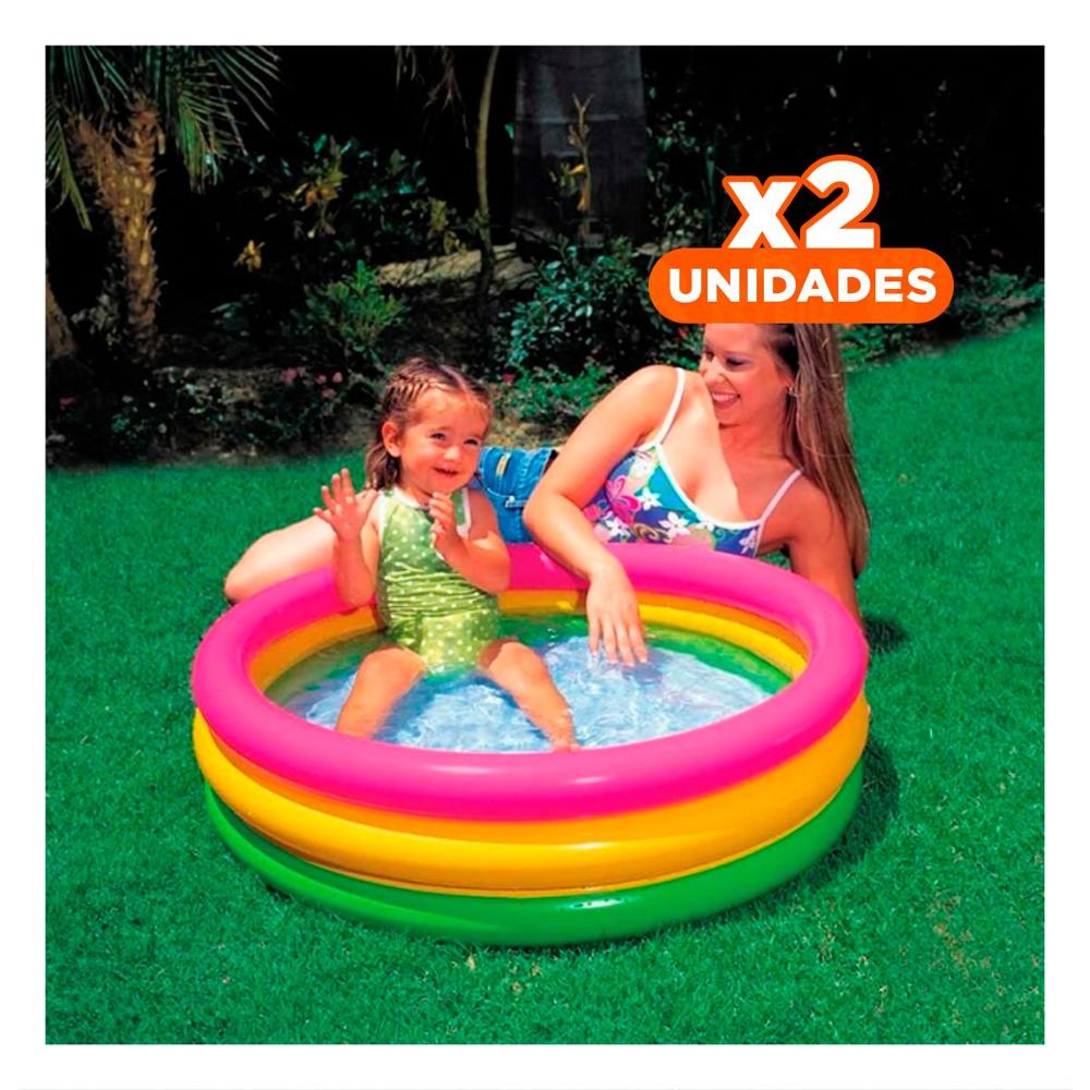 Pack2 Piscina Arcoiris Inflable Infantil 86 x 25 cm para Patio del Hogar Y+Regalo Sticker