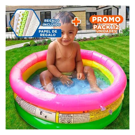 Pack12 Zona de Agua Infantil Arcoiris 61 x 22 cm para Juegos Seguros Y+Papel Regalo
