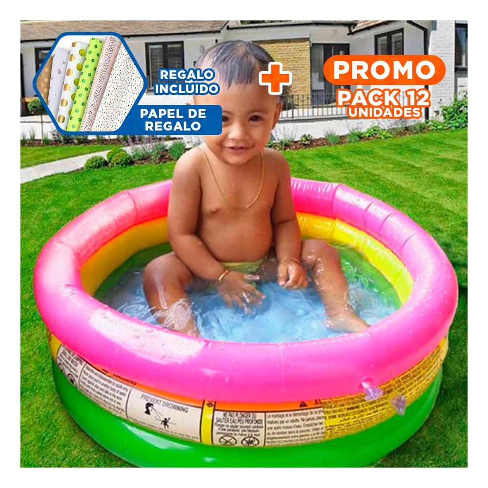 Pack12 Zona de Agua Infantil Arcoiris 61 x 22 cm para Juegos Seguros Y+Papel Regalo