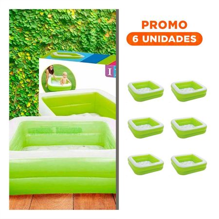 Pack6 Pileta Compacta Acolchada 85x85x23cm Verde para Espacios Reducidos