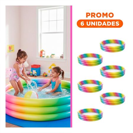 Pack6 Piscina de Colores 147 x 33 cm Inflable para Uso Familiar en Verano