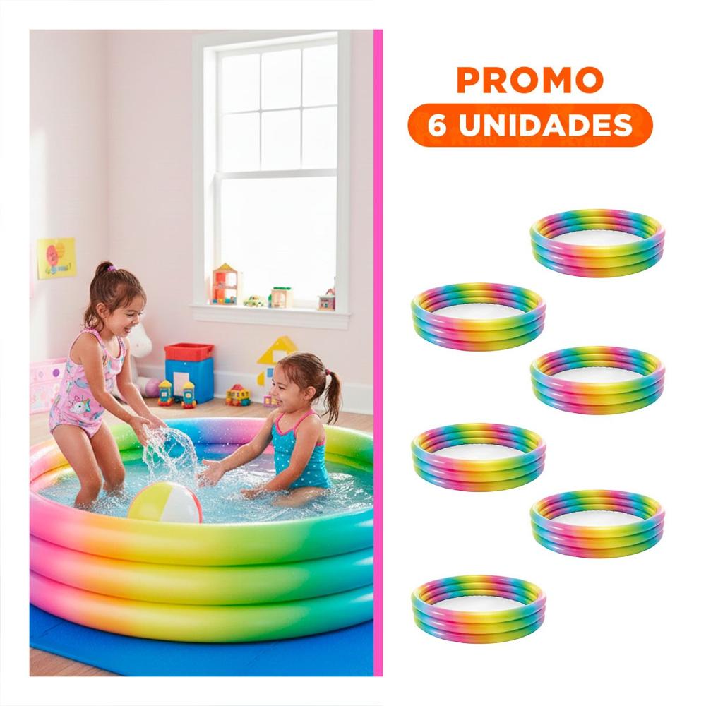 Pack6 Piscina de Colores 147 x 33 cm Inflable para Uso Familiar en Verano
