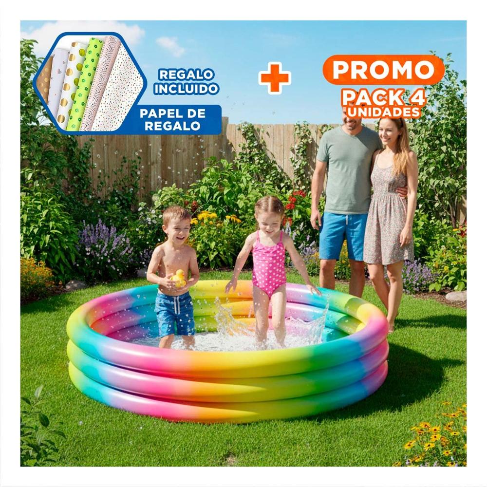 Pack4 Inflable de Colores 168 x 38 cm para Espacios Exteriores del Hogar Y+Papel Regalo
