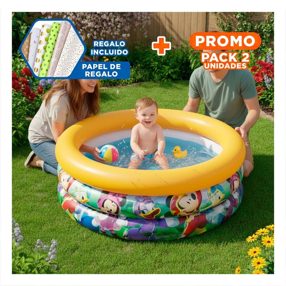 Pack2 Pileta Infantil Acuario Baby para Patio Hogareno con Ambiente Seguro Y+Papel Regalo